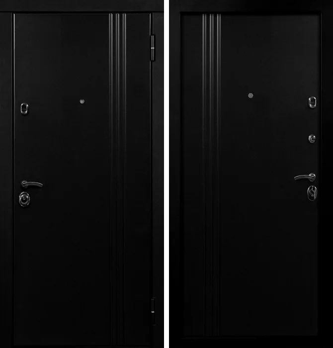 Чёрная входная дверь в дом с утепленнием №25
