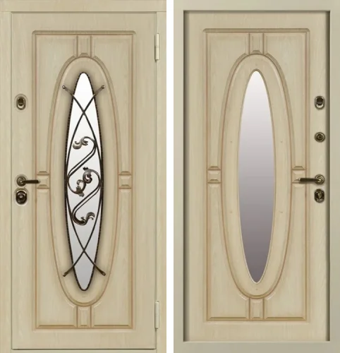 Входная дверь с ковкой и окном №6