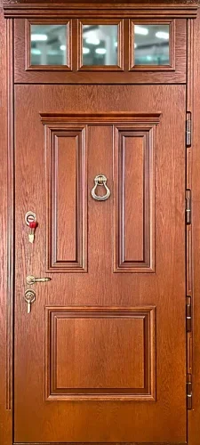 Стальная высокая дверь со стеклянной верхней вставкой №75