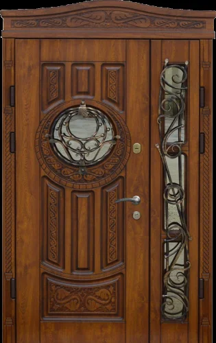 Парадная дверь с коваными элементами на заказ №6