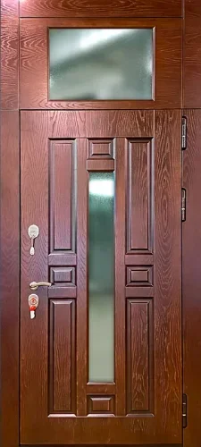 Высокая входная дверь МДФ с фрамугой №58