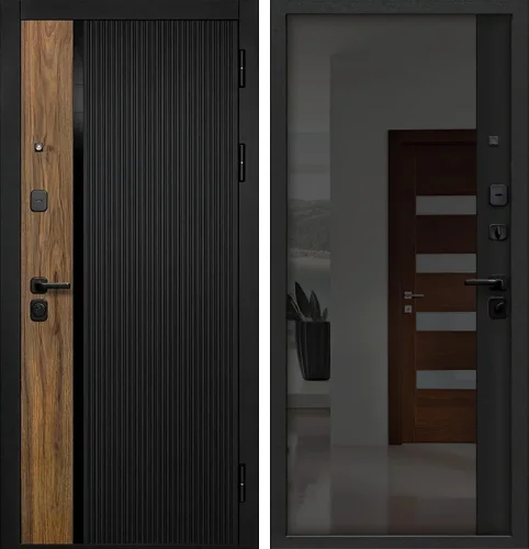 Дверь входная графит с зеркалом №40