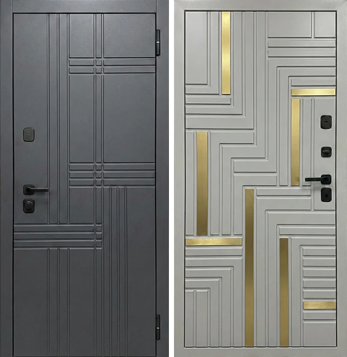 Стальная дверь с латунными вставками для квартиры №210
