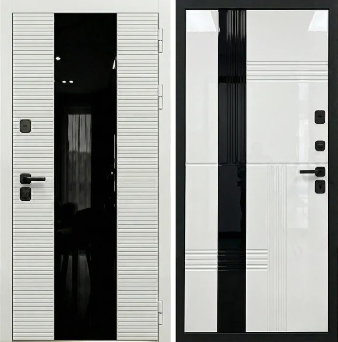 Металлическая белая дверь с зеркалом для квартиры №338