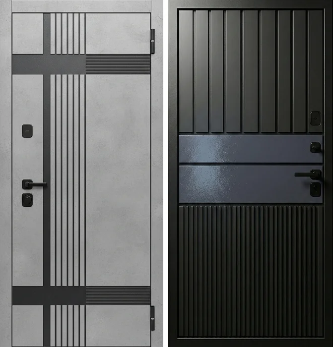 Железная дверь под бетон и чёрные рейки для квартиры №199