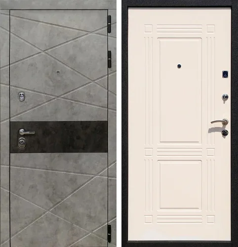 Дверь входная металлическая открывается во внутрь бетон серый №91