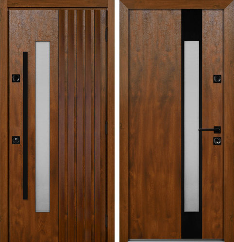 Уличная дверь со стеклопакетом в кирпичный дом №1