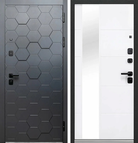 Стандартная металлическая дверь с зеркалом №26