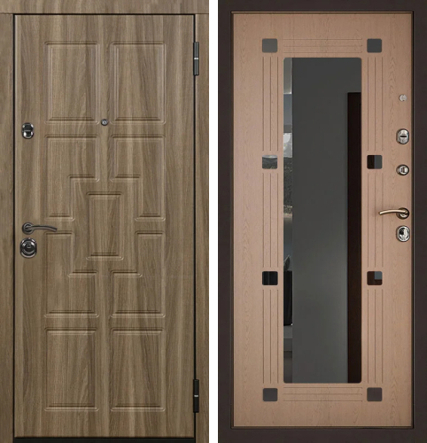 Зеркальная входная дверь под филёнку №9