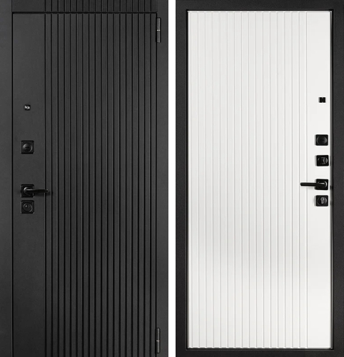 Тёмно серая железная дверь уличная №4