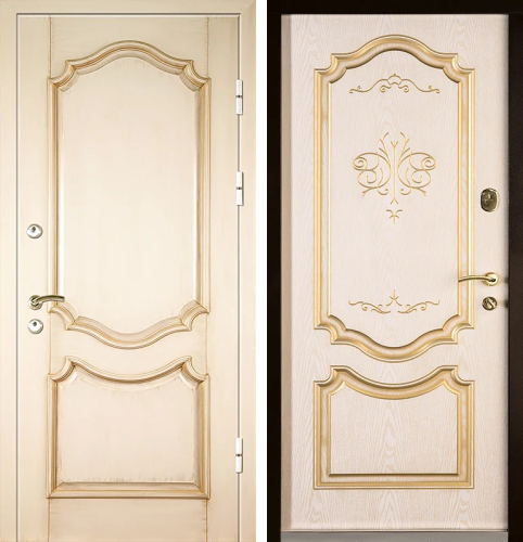 Элитная дверь в классическом стиле с золотой патиной №4