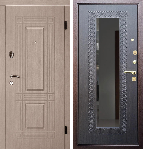 Входная дверь серая с зеркалом №12