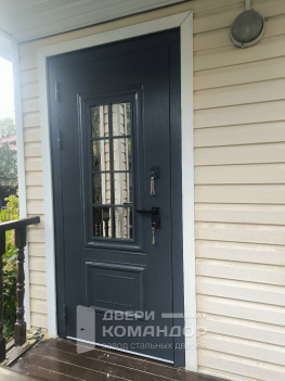 Стальная входная дверь с металлофилёнкой Термо Арктика с окном АСД