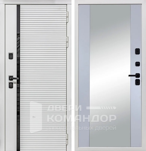 Белая дверь с терморазрывом и зеркало №111