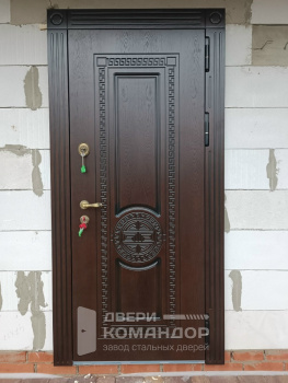 Входная дверь терморазрыв  шпон / шпон с порогом из нержавейки на заказ