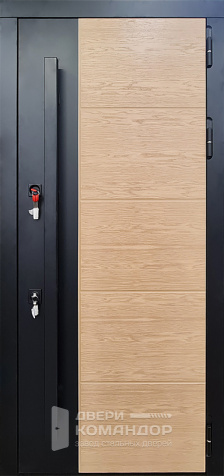 Входная дверь с вертикальной ручкой и зеркалом №17 - наружная сторона