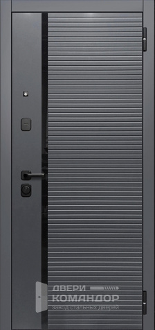 Белая входная дверь с терморазрывом и зеркалом №74 - наружная сторона